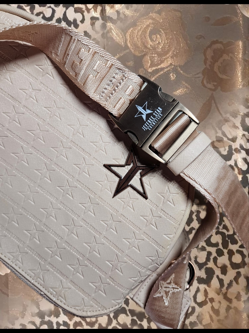 Jeffree Star Pale Pink Star-Embossed Crossbody Bag